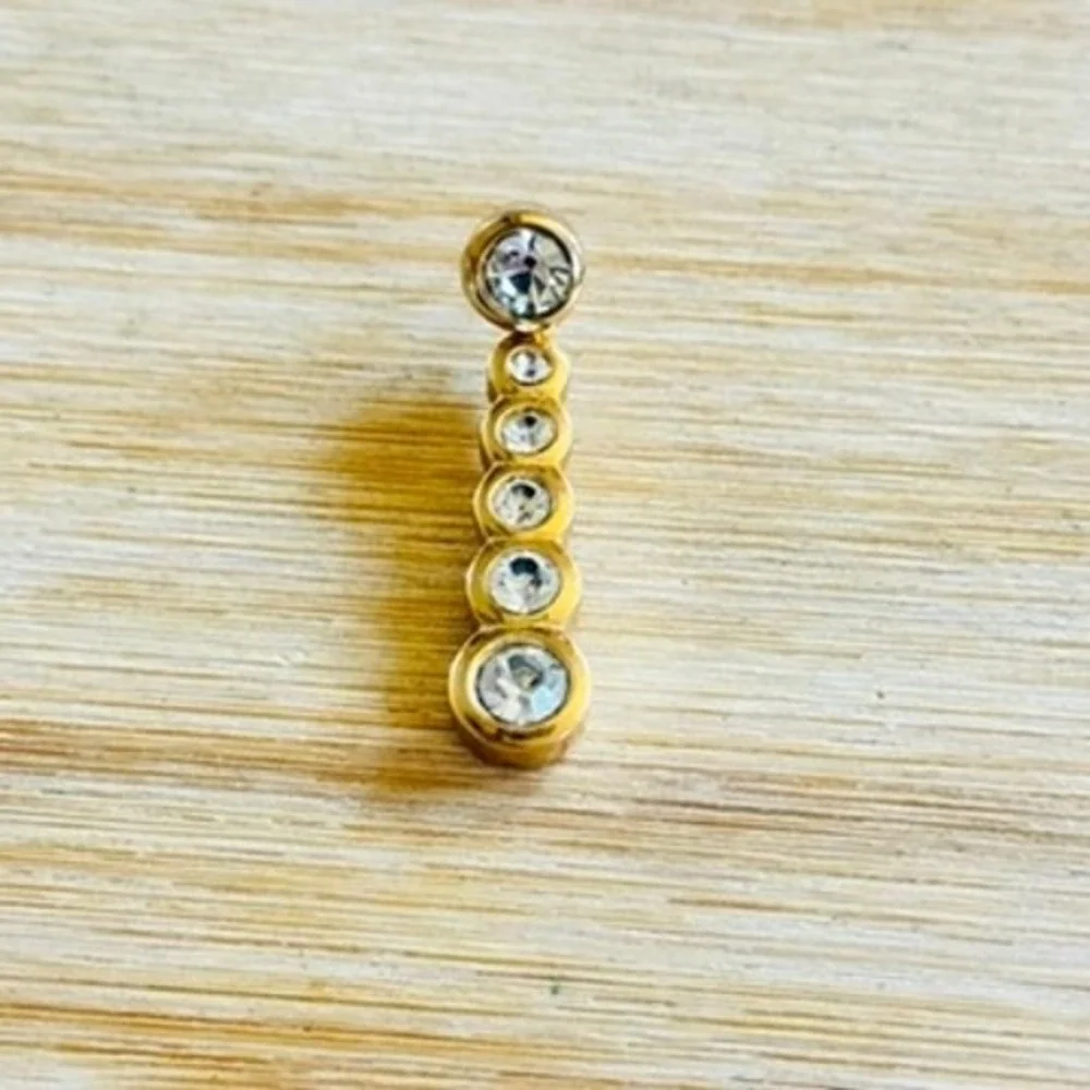 Christian Dior Dangle Single Earring Earrings VTG Gold Plated Crystal Signed